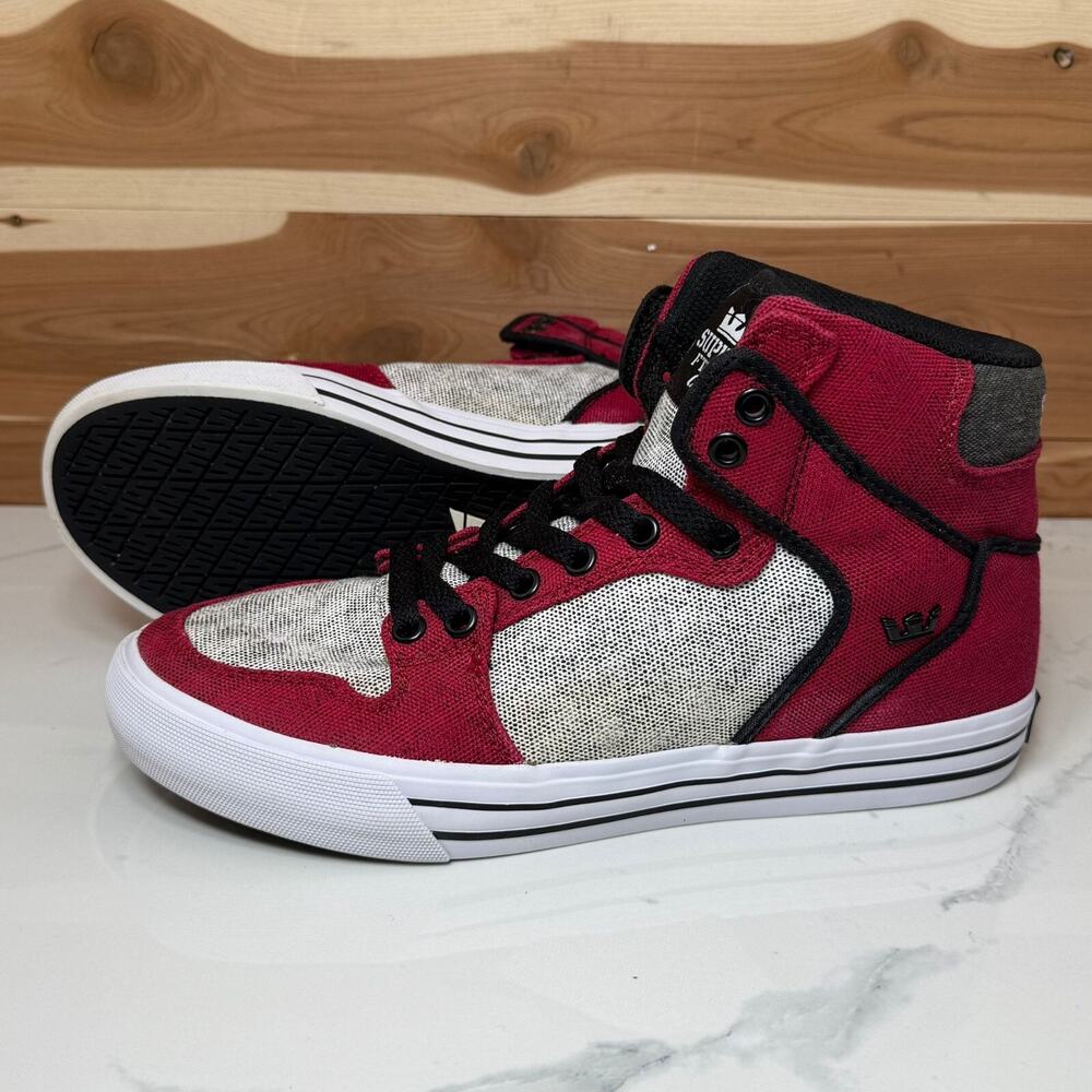 Supra Vaider 'Red Grey Black Streetwear Skateboarding (S28178) Men's size 7.5